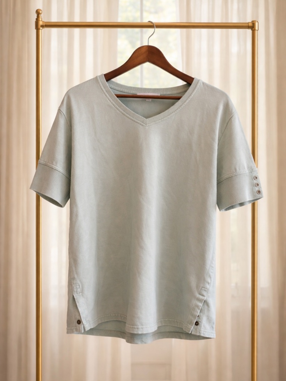 Jane + Delancey Pale Sage V‑Neck Tee - Picture 2 of 4